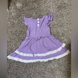 Charming Lavender Kids Dress with Ruffle Sleeves